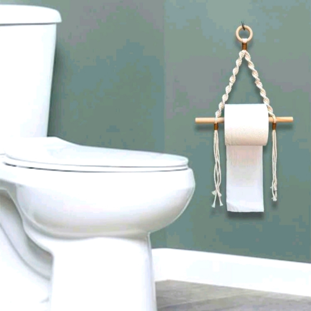 New! Woven Toilet Paper Holder Wall Hanging - Picture 2 of 6